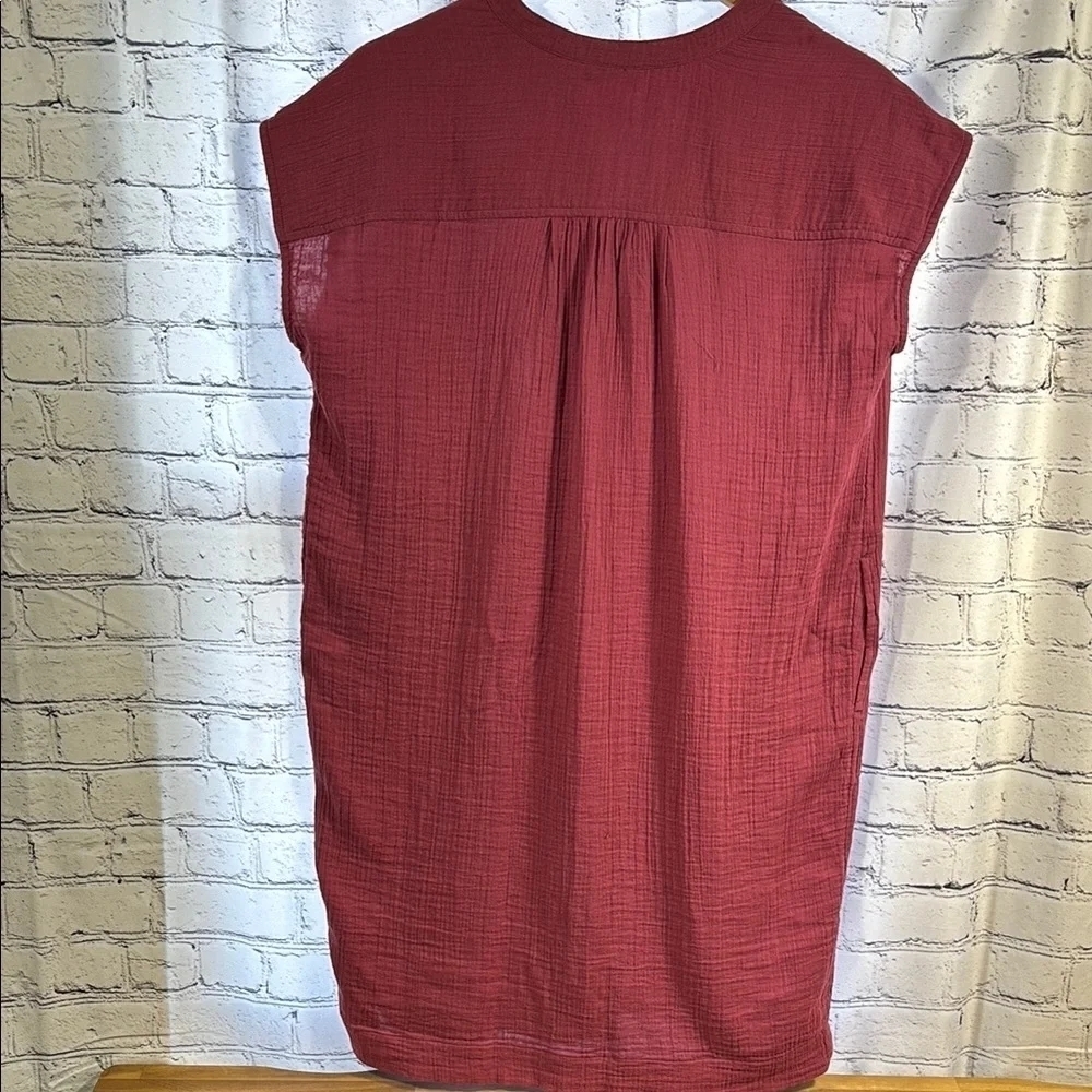 Pure Jill Dusty Rose Cotton V-Neck Dress Size Small - Picture 6 of 10